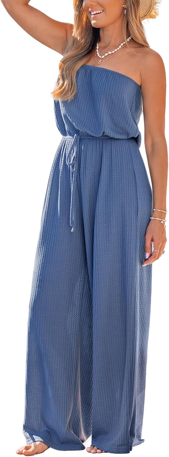 CUPSHE Women's Jumpsuits, Sleeveless Elastic Waist and Wide Leg Dressy Casual One Piece Pants Outfits