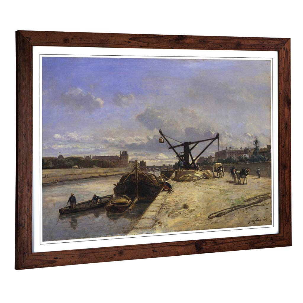 Big Box Art Framed Print of Johan Jongkind View from The Quai D'Orsay Design | Wall Art Picture | Home Decor for Kitchen, Living Room, Bedroom, Hallway, Walnut, A2 / 24.5x18 Inch / 62x45cm