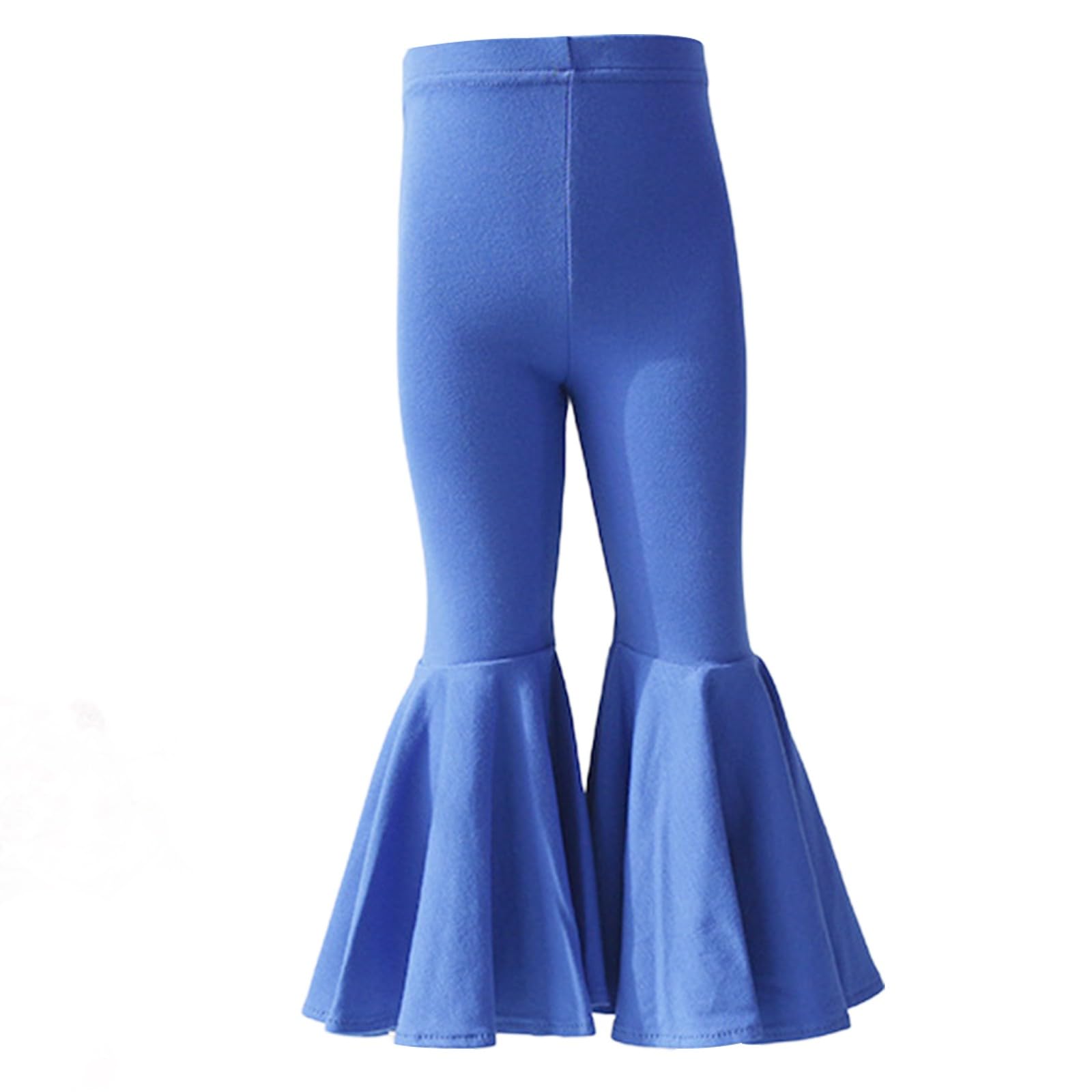 Toddler Baby Girls Ruffle Bell Bottom Flare Pants Leggings Cotton Long High Waist Solid Stretch Yoga (Blue, 1-2 Years)