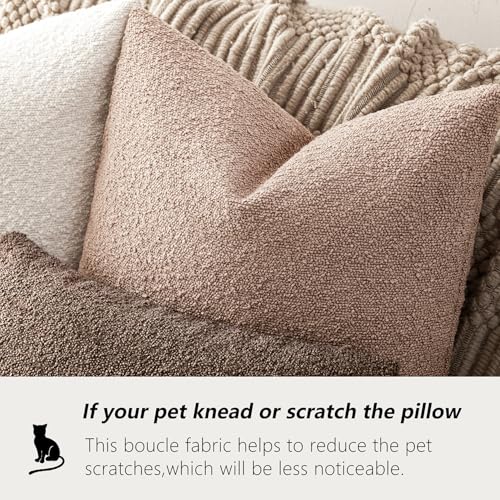 Image of Foindtower Set of 2, Decorative Textured Boucle Throw Pillow Covers Accent Solid Pillow Cases Neutral Soft Cozy Couch Cushion Case for Chair Sofa Bedroom Living Room Home Decor 20 x 20 Inch Light Pink