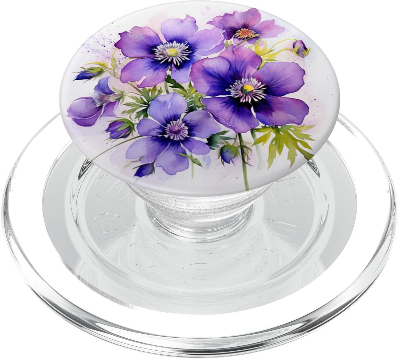 Purple Flower Watercolor PopSockets PopGrip for MagSafe