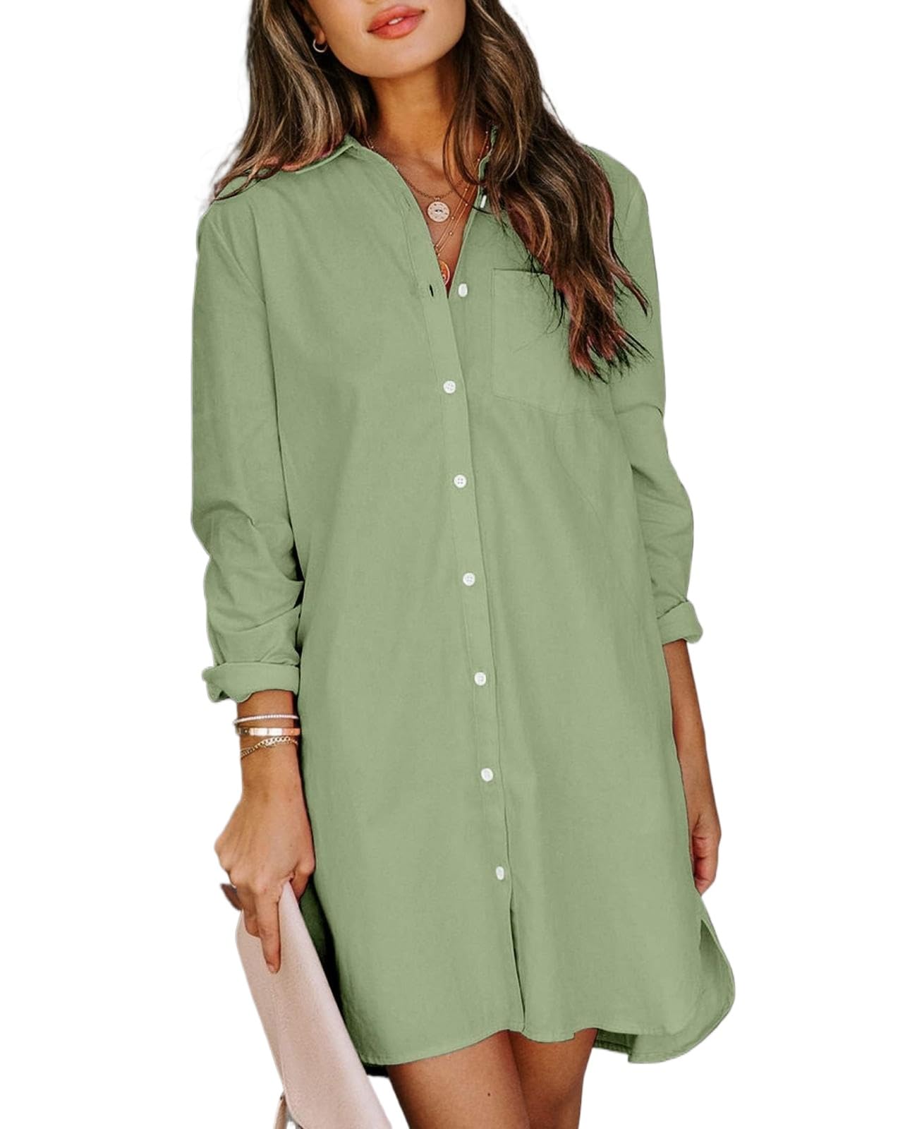 MINTLIMIT Womens Button Down Shirt Dress Spring Summer Loose Casual Long Sleeve Shirt Dresses with Pockets 2025 Trendy