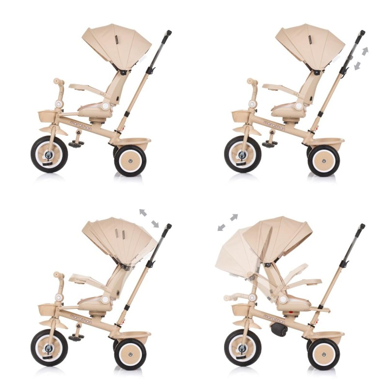 Chipolino Tricycle Marathon 2 in 1 Dreirad, Sitz umkehrbar, Gummiräder, Dach