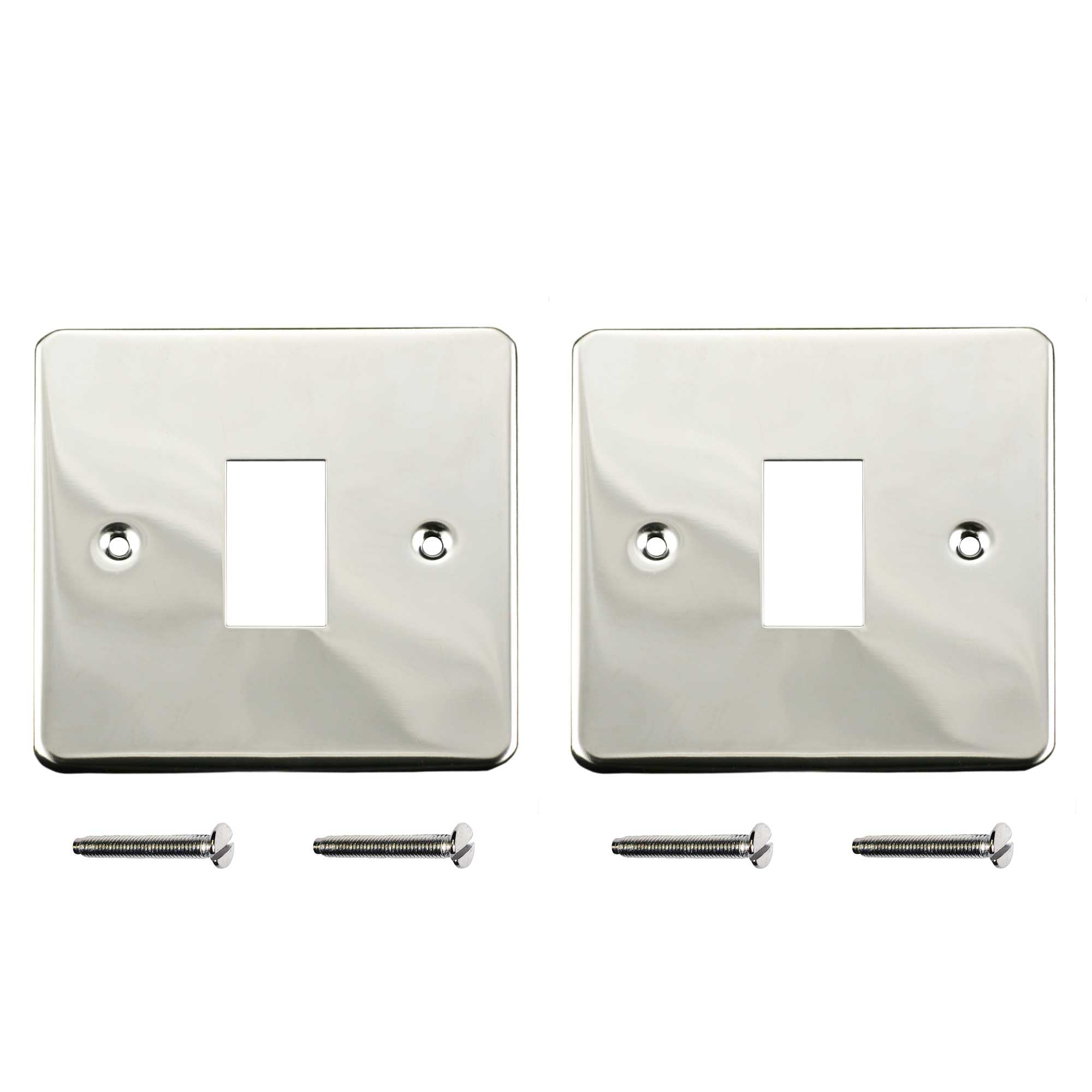 Elektek Chrome Twin Pack Plated Single Light Switch Polished Metal Cover Plate Conversion - No Wiring Or Switch Removal Necessary - New Screws Included