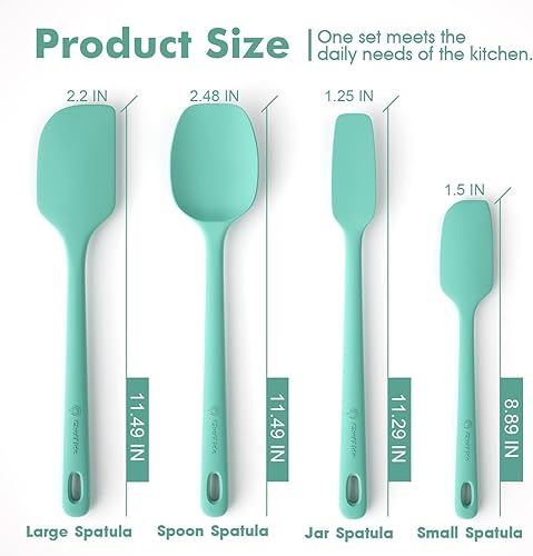 Vista 141 de Juego de 4 espátulas de silicona, espátulas de goma de grado alimenticio, con mango fuerte y agarre ergonómico, resistentes al calor para utensilios