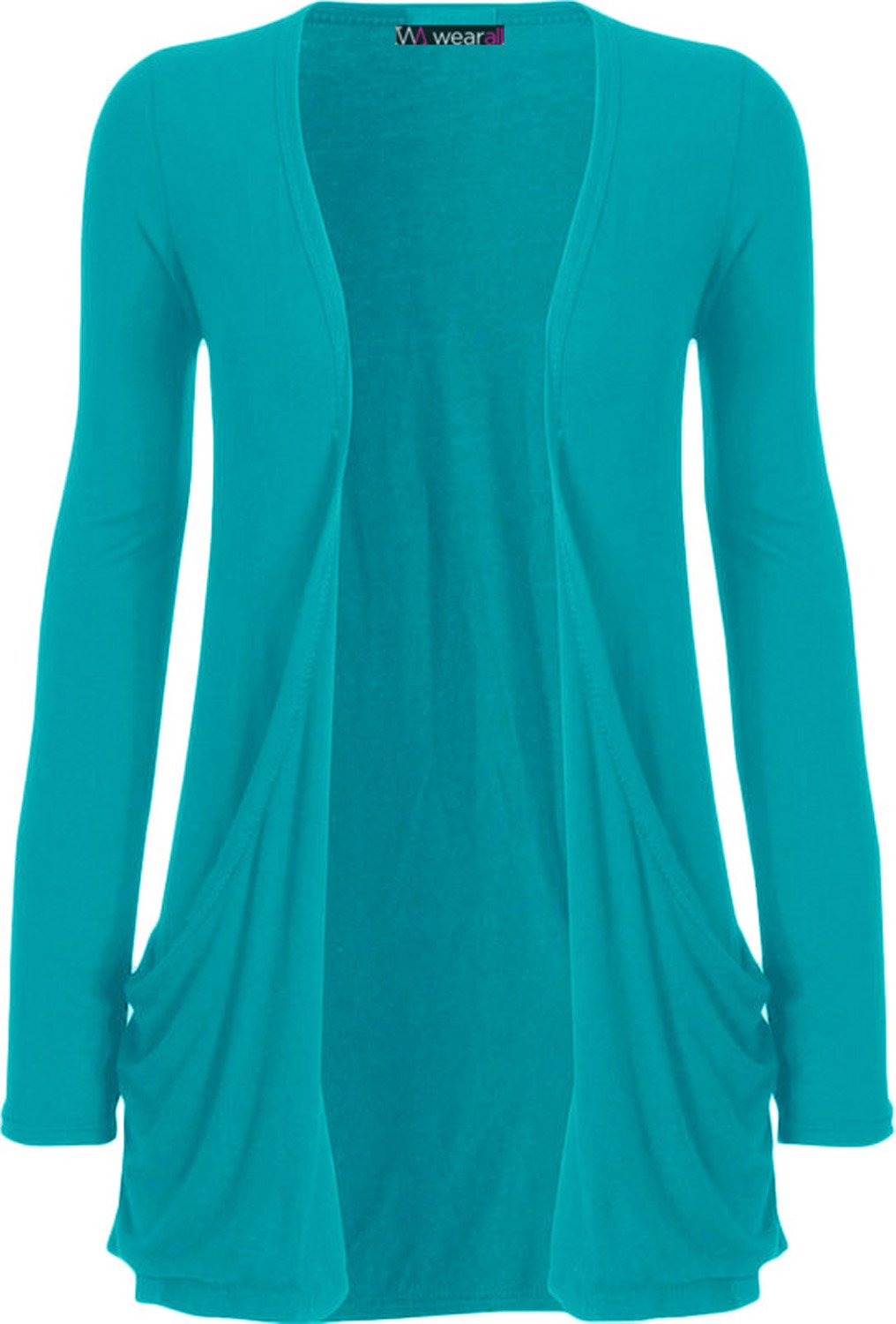WearAll Ladies Long Sleeve Boyfriend Cardigan Womens Top - Turquoise - 20/22