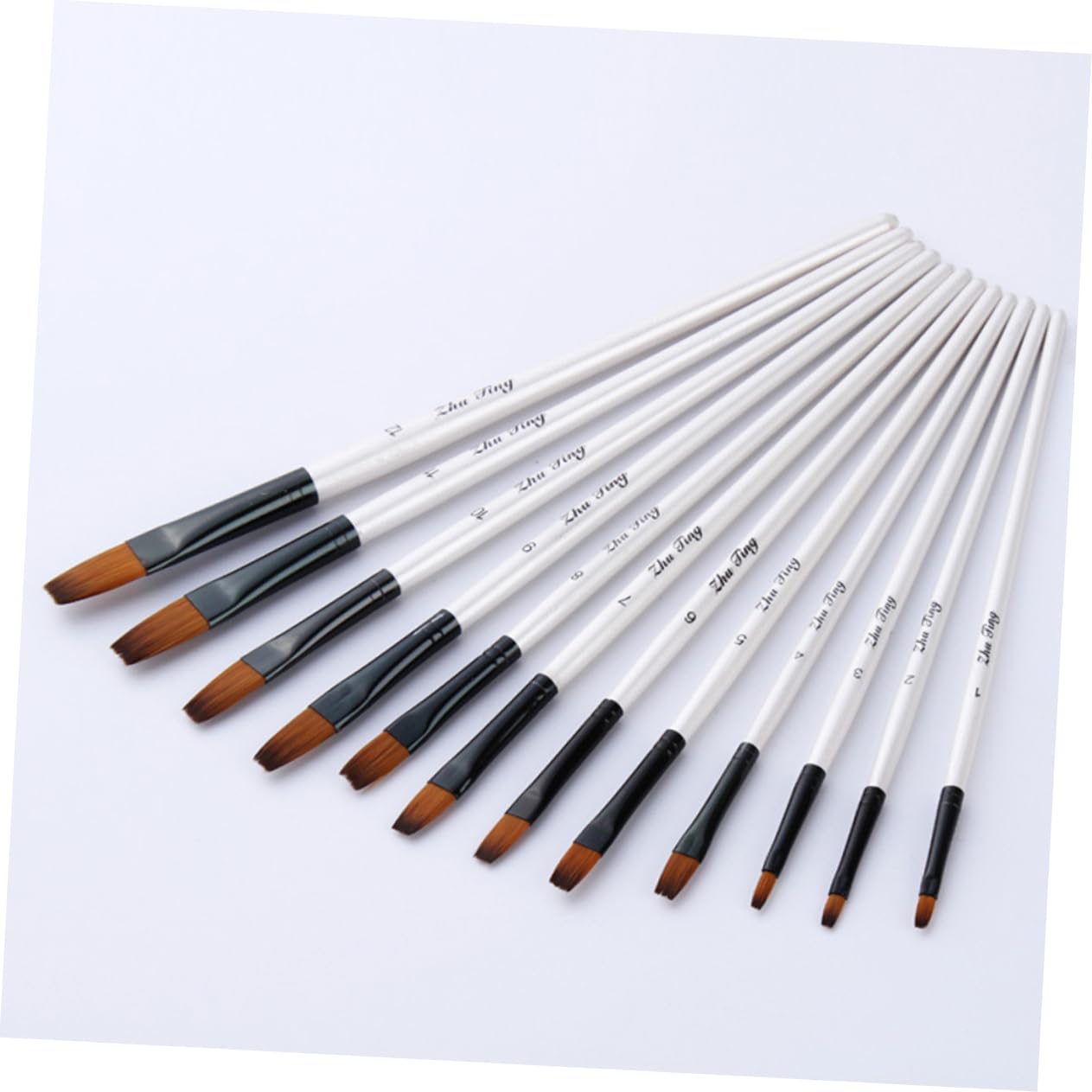 Juego de 24 Pinceles de Madera Punta Plana y Puntiaguda para Pintura Acrílica y Acuarela