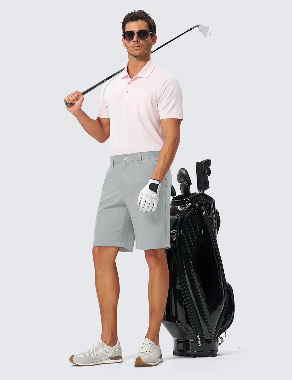 Rdruko Men's 9" Golf Casual Shorts 5 Pockets Lightweight Water Resistant Quick Dry Stretch Hiking Dress Work Shorts