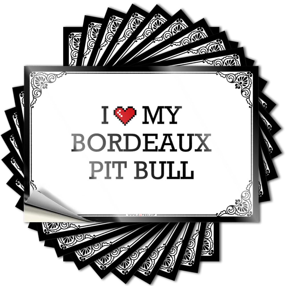 Punk Tattoo Aesthetic Decals, New Cute Pattern Design for Hunting Notebook | Tumbler Removable Vinyl I Love My Bordeaux Pit Bull(12X18CM)