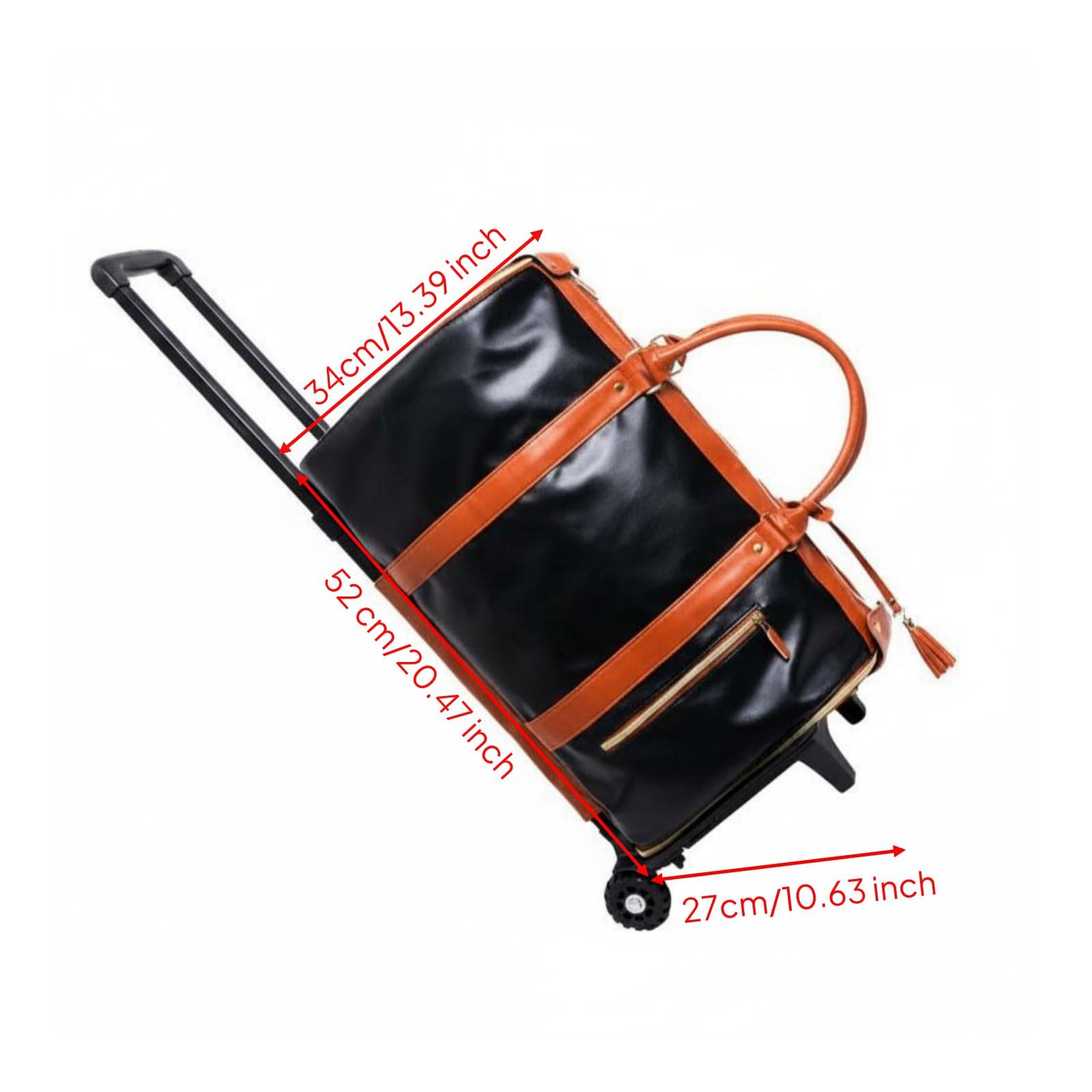 Qianly Valigia da Viaggio Borsa Indumento Borsone Convertibile con Trolley Staccabile Portabilità a Mano Spalla E Ruote in, Array, Nero E Marrone, 52 25.4 31.75 CM