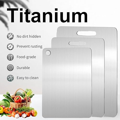 Miniatura 5 de Katuchef - Tabla de cortar de titanio, tabla de cortar de titanio 100% puro para cocina, Titan Cut Pro no tóxica, duradera de doble cara, fácil de