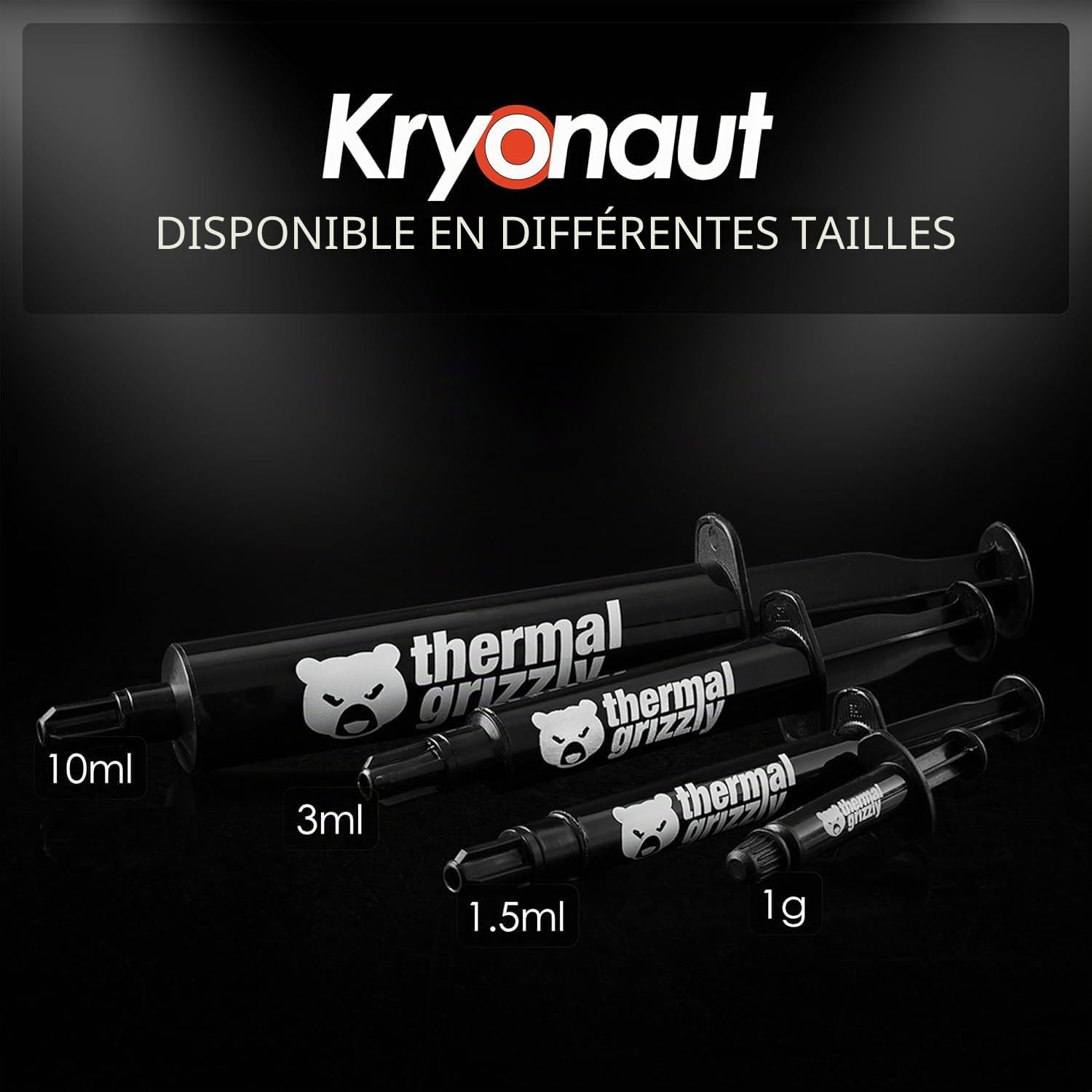 Thermal Grizzly Kryonaut pâte thermique 1g refroidissement processeur carte graphique