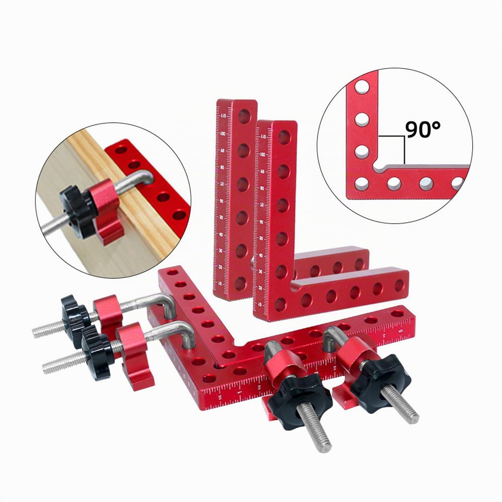 BIGP Regla de Posicionamiento de 90° Escuadras de Posicionamiento Ángulo Recto,140mm x 140mm Sargentos de Ángulo Recto, Sargento Escuadra Para Armarios, Marcos, Cajones