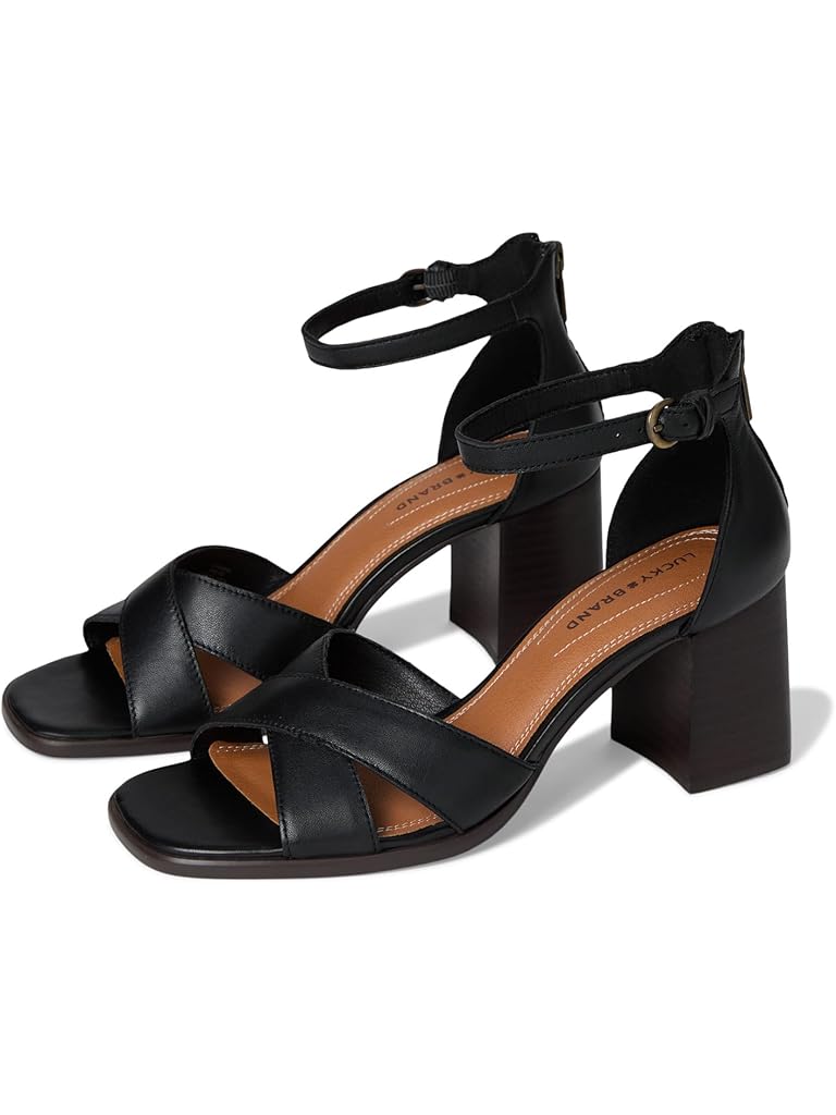 Black Lucky Brand Herrika Cross Band High Heel Sandal