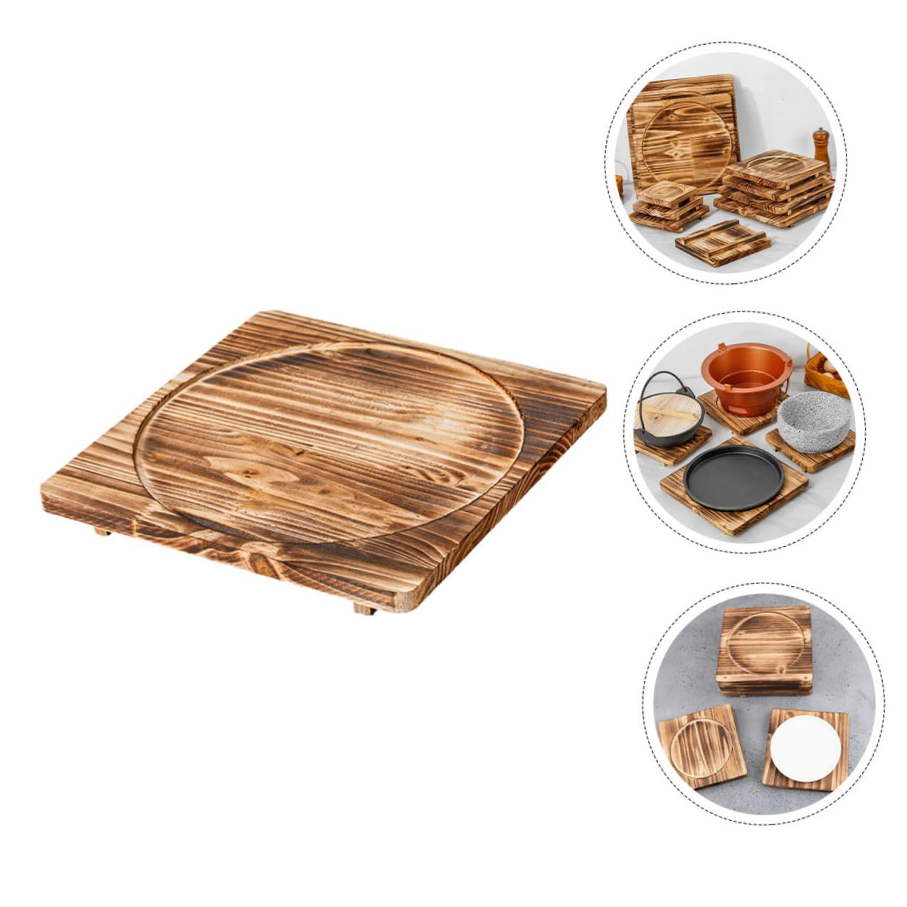 NUOBESTY Almohadilla Aislante de Madera Maciza para Cacerolas Base de Madera Resistente al Calor Accesorio de Cocina para Proteger Superficies Cocción