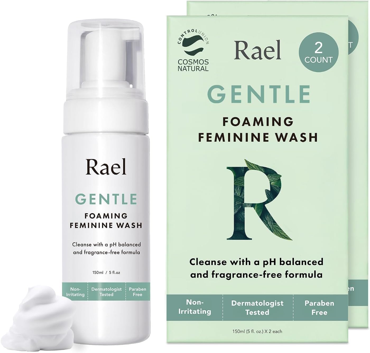Gentle Feminine Wash, Foaming Cleanser for Intimate Care (5 oz, 4 Pk) | Coco-Betaine and p-Anisic Acid, Foaming Intimate Wash, Daily pH Balanced Care for Women, Fragrance Free