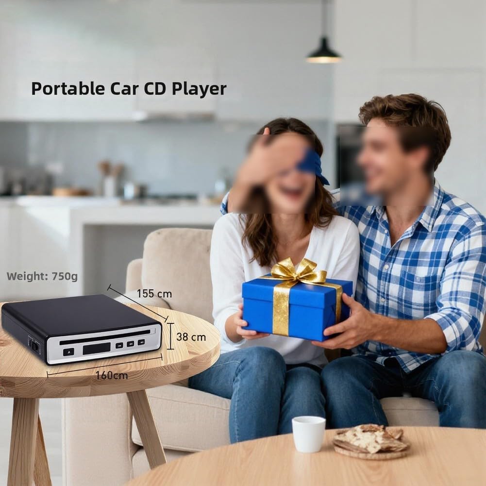 Lettore CD portatile per auto con telecomando - Adattatore lettore DVD esterno compatibile con Android WAV VOB 16 x 15,5 x 3,8 cm