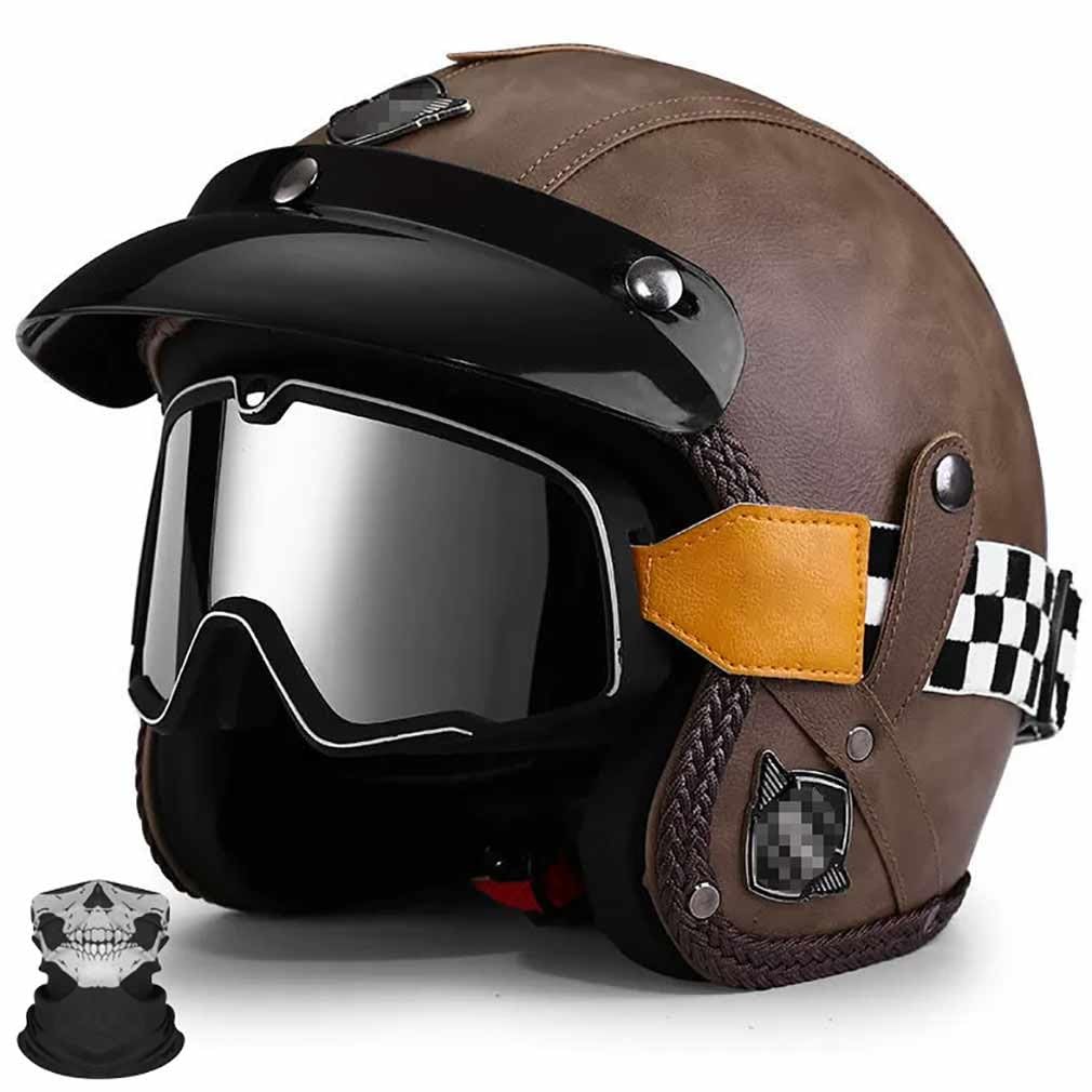 Casco moto semi-jet retro para rutas en carretera y viajes diarios urbanos en scooter