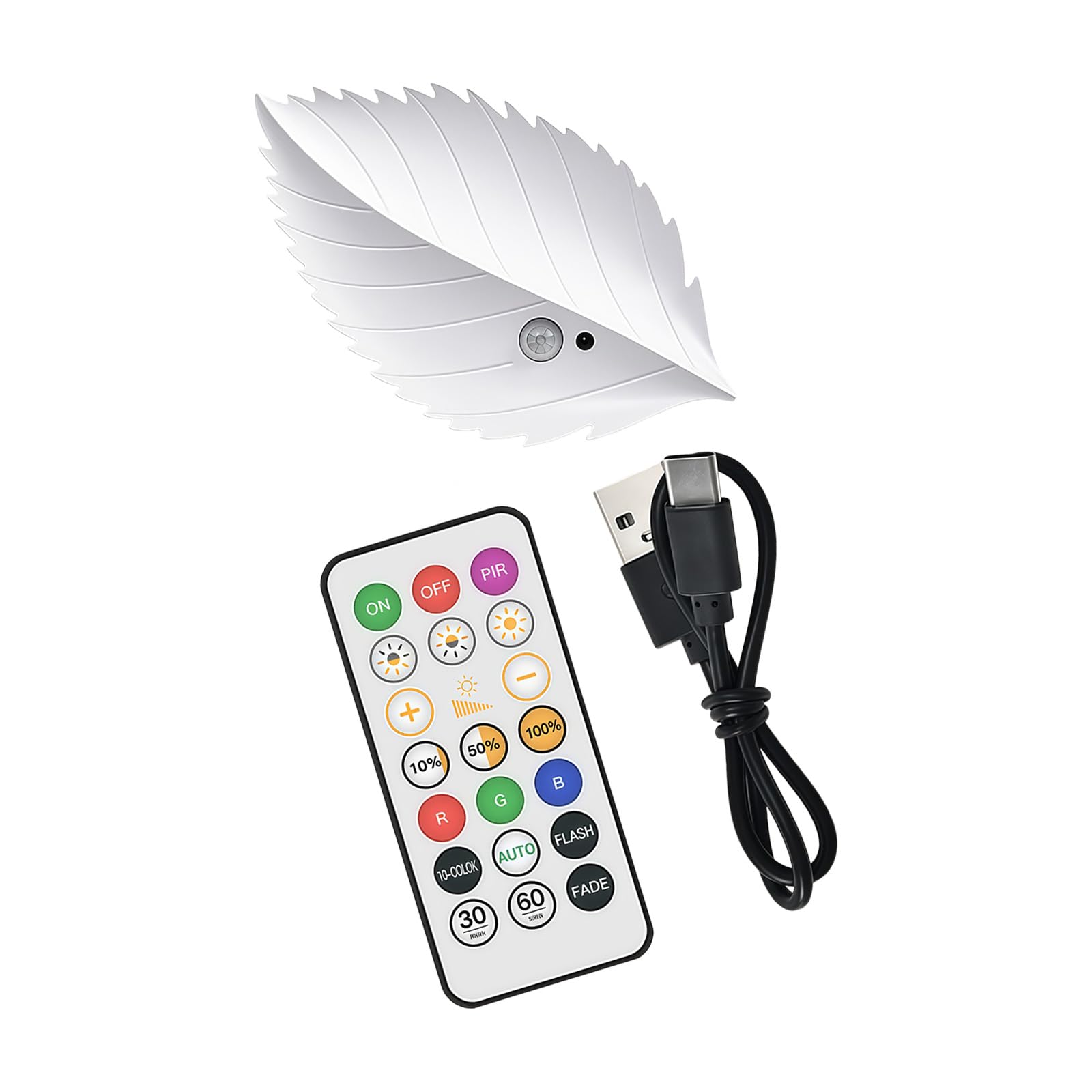 Kalttoy Rechargeable Rgbw Remote Control Led Night Light Unique Leaves Wall Sensors Light With Adjustable Brightness For Modern Homes Decoration Unique Art Decoration