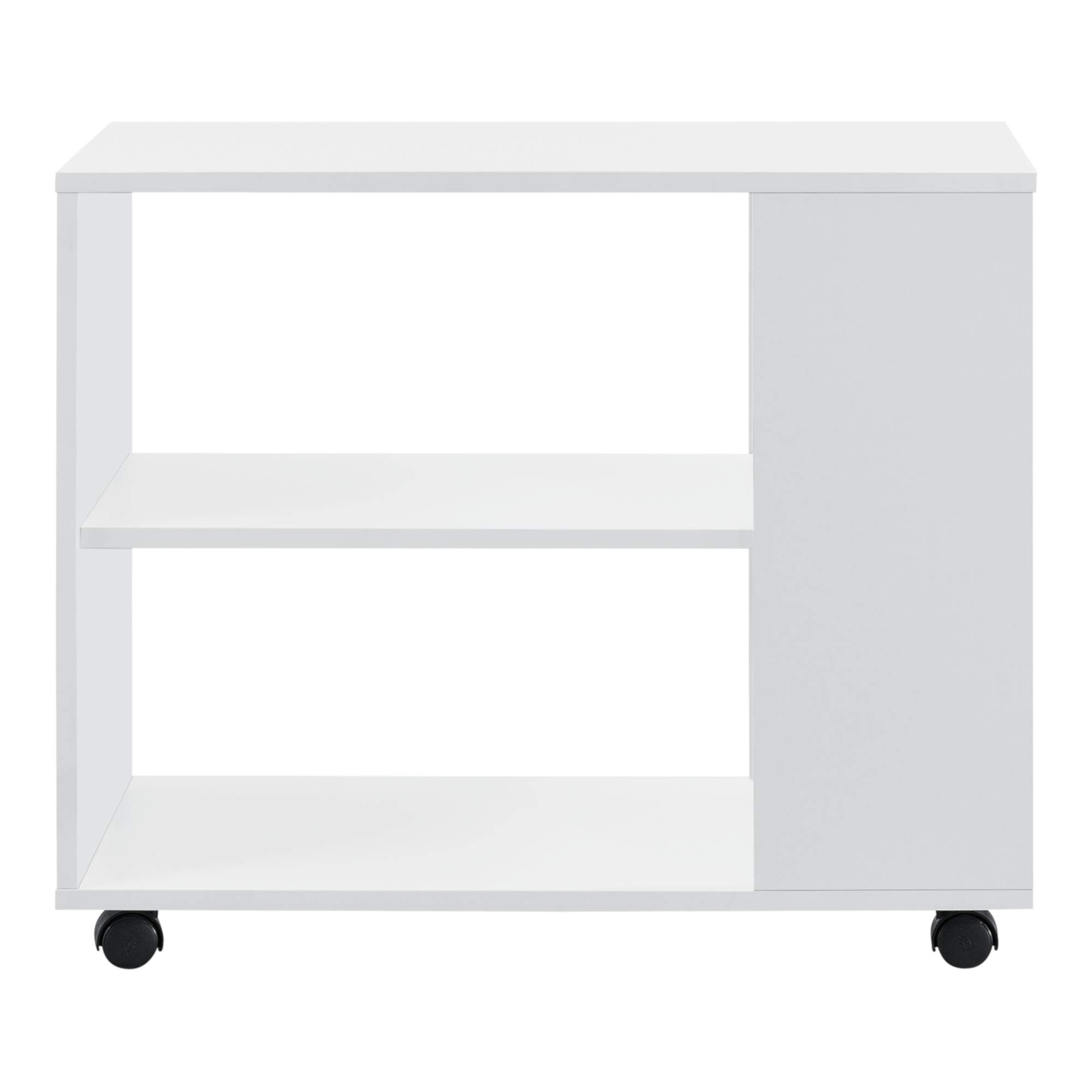 [en.casa] Tavolino Laterale con Rotelle Tavolo Basso da Divano con Ripiano e Ruote Consolle Portatile per Soggiorno Salotto Studio 60 x 70 x 35 cm - Bianco