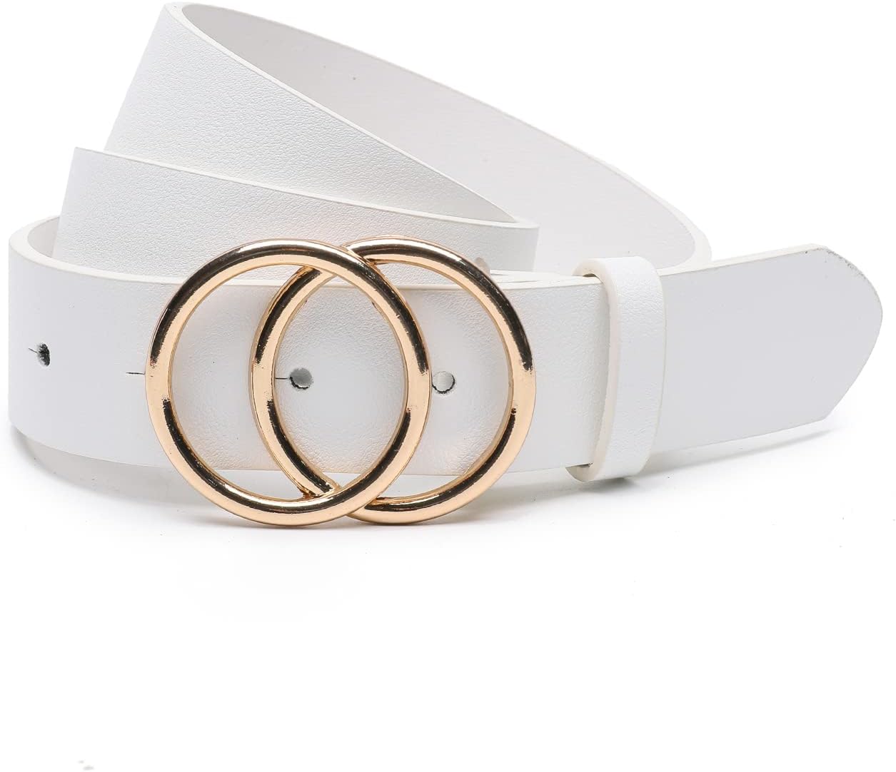 Women Faux Leather Belt for Jeans Dress Waist Belts with Gold Ring Buckle - Image 4