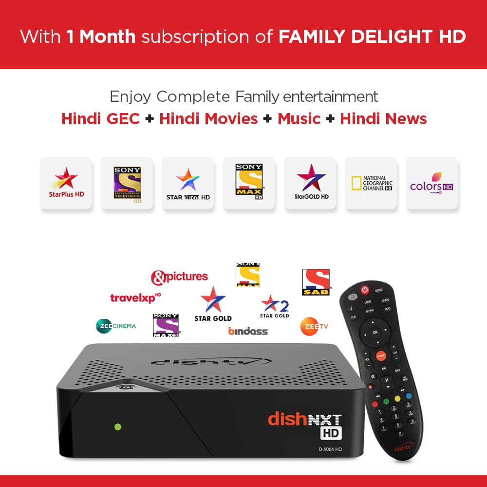 Buy Dish TV HD DTH Set Top Box DTH Connection with 1 Month Family