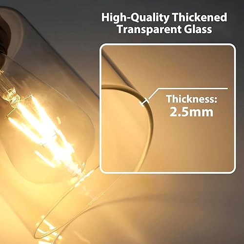 Miniatura 6 de IZORRO Lámpara negra para tocador de baño, 3 luces sobre espejo, luces de pared con pantallas de vidrio transparente, enchufe E26 (bombillas no