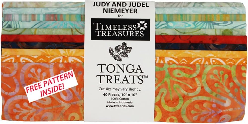 Judy & Judel Niemeyer Bird Of Paradise Tonga Treat Squares 40 Pieces 10 Layer Cake Timeless Treasures Fabrics by Timeless Treasures Fabrics
