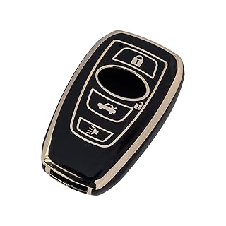 جراب حماية لمفتاح السيارة الذكي من البولي يوريثين المقاوم للحرارة بلون أسود بحواف ذهبية من اس كيه كوستوم، ملحقات جهاز التحكم للدخول بدون مفتاح