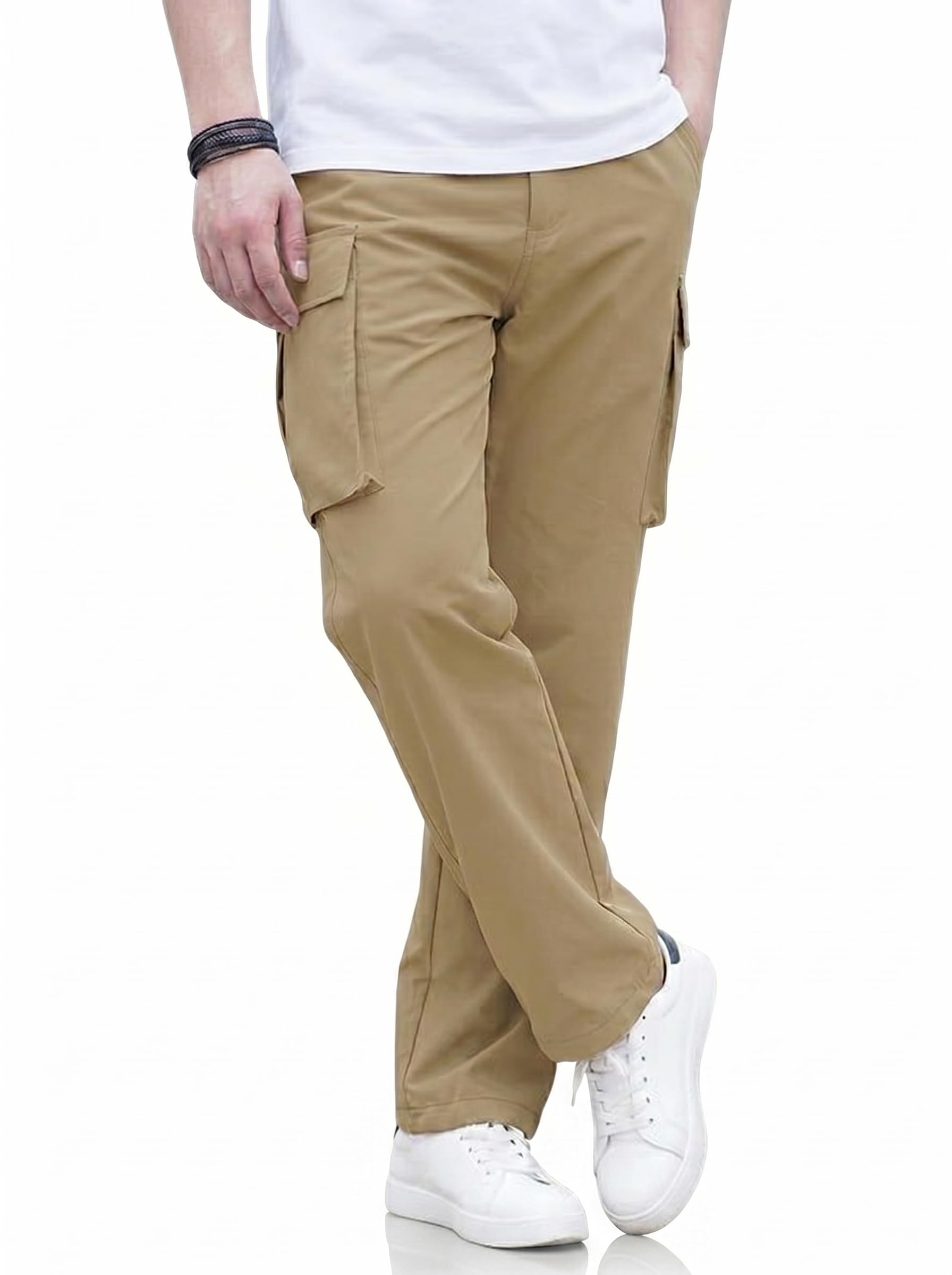Men's Cotton Trouser with Side Pockets Cargo Style Solid Pattern Regular Fit and Full Length | Casual Trouser Pant for Men Pants Regular Fit | Mens Cotton Travel Pant-picture-20