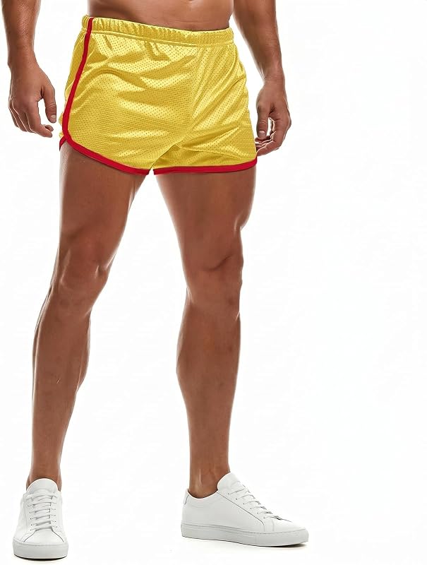 Men's Mesh Running Shorts 3 Inch Athletic Gym Elastic Drawstring
