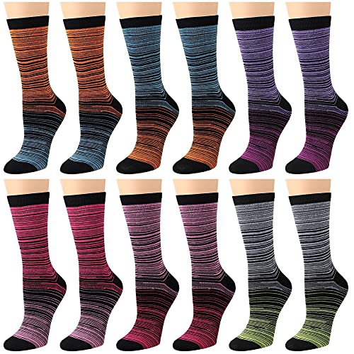 Image of Falari 12 Pairs Women's Cotton Crew Socks Assorted Colors