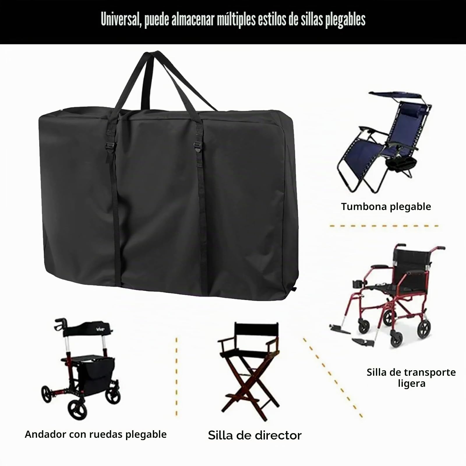 Bolsa de transporte para silla de ruedas, 600D para andador, 110 x 74 x 28 cm, bolsa de viaje para silla de ruedas, gran bolsa de transporte para andador y sillas de transporte, bolsa de snowboard e