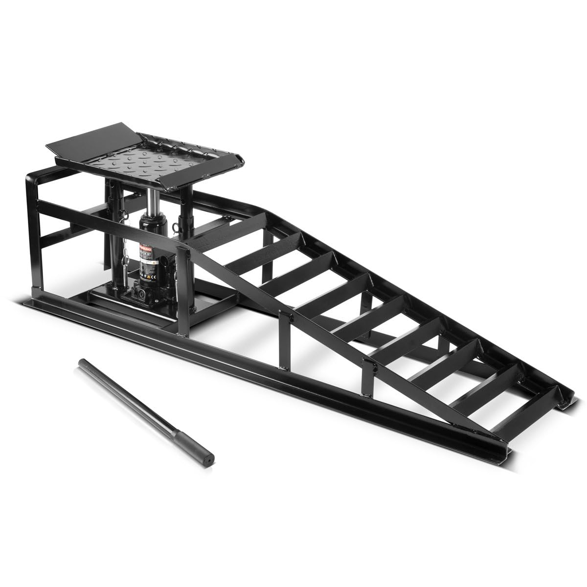 STAHLWERK Rampa hidráulica GTH-​14 ST con capacidad de carga de 5 toneladas con gato hidráulico | rampa de coche regulable en altura | rampa de coche | caballete de coche