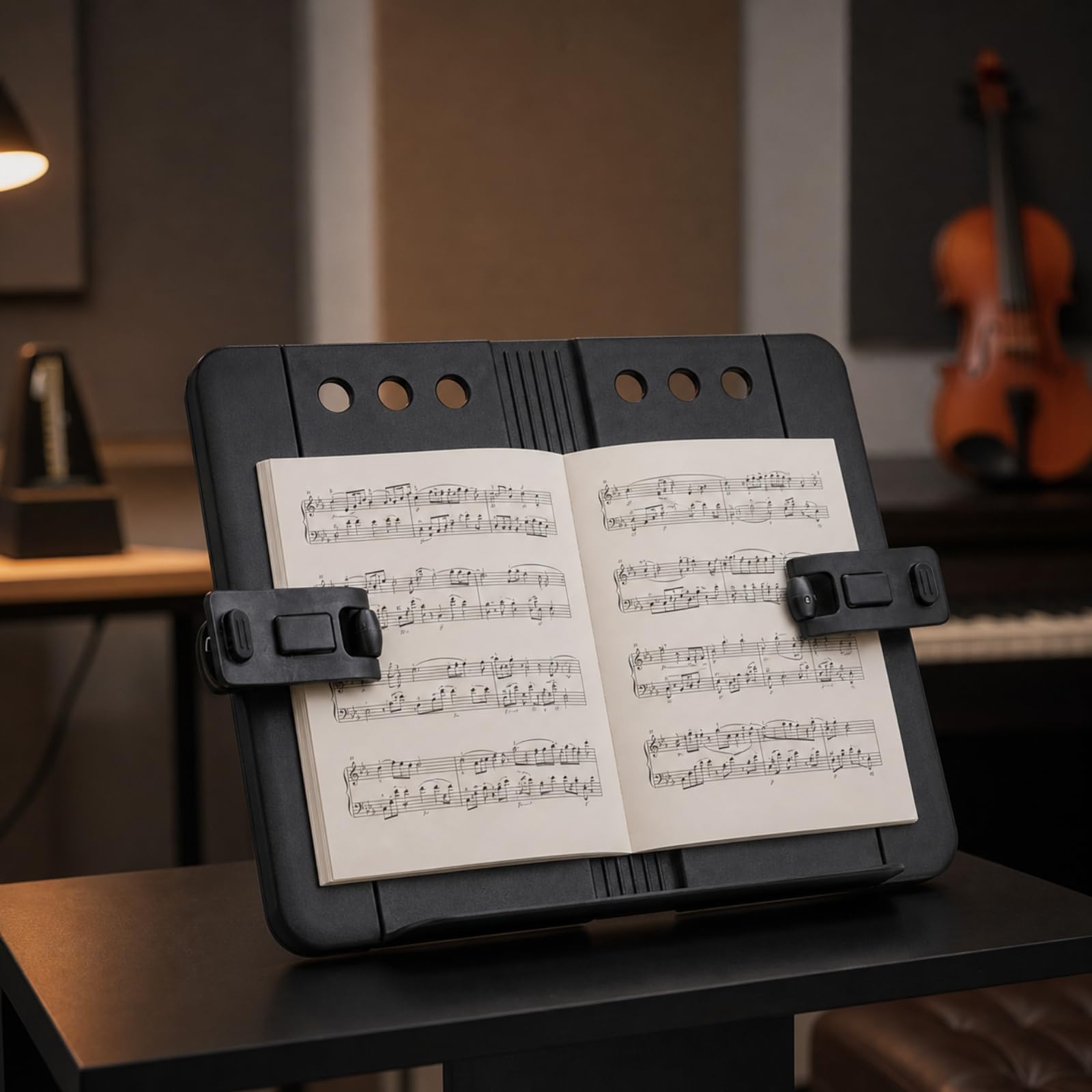 Supporto per Spartiti a Doppio Strato, Nero | Altezza Facilmente Regolabile, supporto per spartiti a Treppiede, Robusto, per Scuola di Musica, Concerti, Musicisti