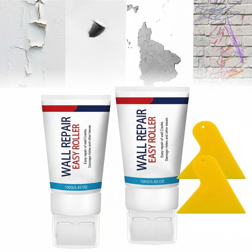 Wall Mending Ointment, 2Pcs Home Wall Repair Cream, 3 in 1 Repair Applicator Wall, Crack Filler for Walls, Patching Plaster Wall Repair,Wall Mending Agent, Hole Patching Kit Wall Drywall