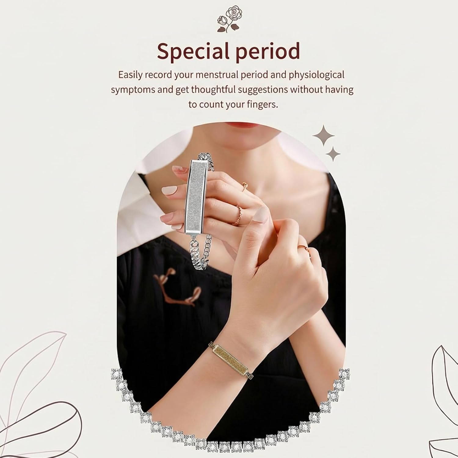 Yihou Fitness Tracker Smart Bracelet Fitness Bracelet for Women Smart Band Jewelry with Heart Rate Monitor Sleep Tracker for Android iOS Silvery