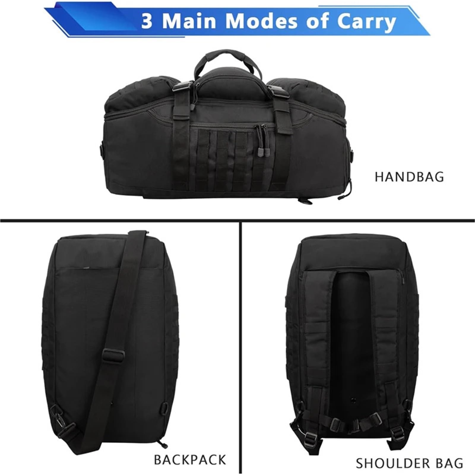 Duffle Bag Fitnesstasche 30 45 80L wasserdichte Reisetaschen Gepäcktaschen mit großem Fassungsvermögen Herren Seesack Reisetasche Wochenendtasche Seesäcke(XL Black)