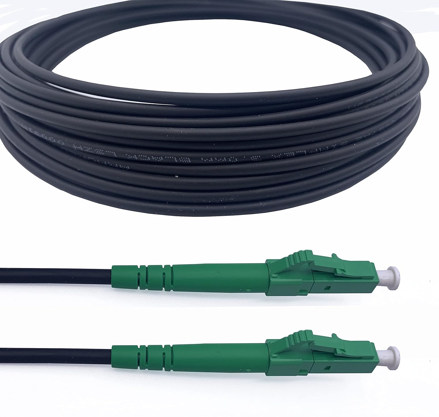 Elfcam® - 150m Gepanzerte Glasfaserkabel LC/APC auf LC/APC Stecker, Simple Singlemode 9/125μm OS2 Patchkabel, Schwarz, 150m