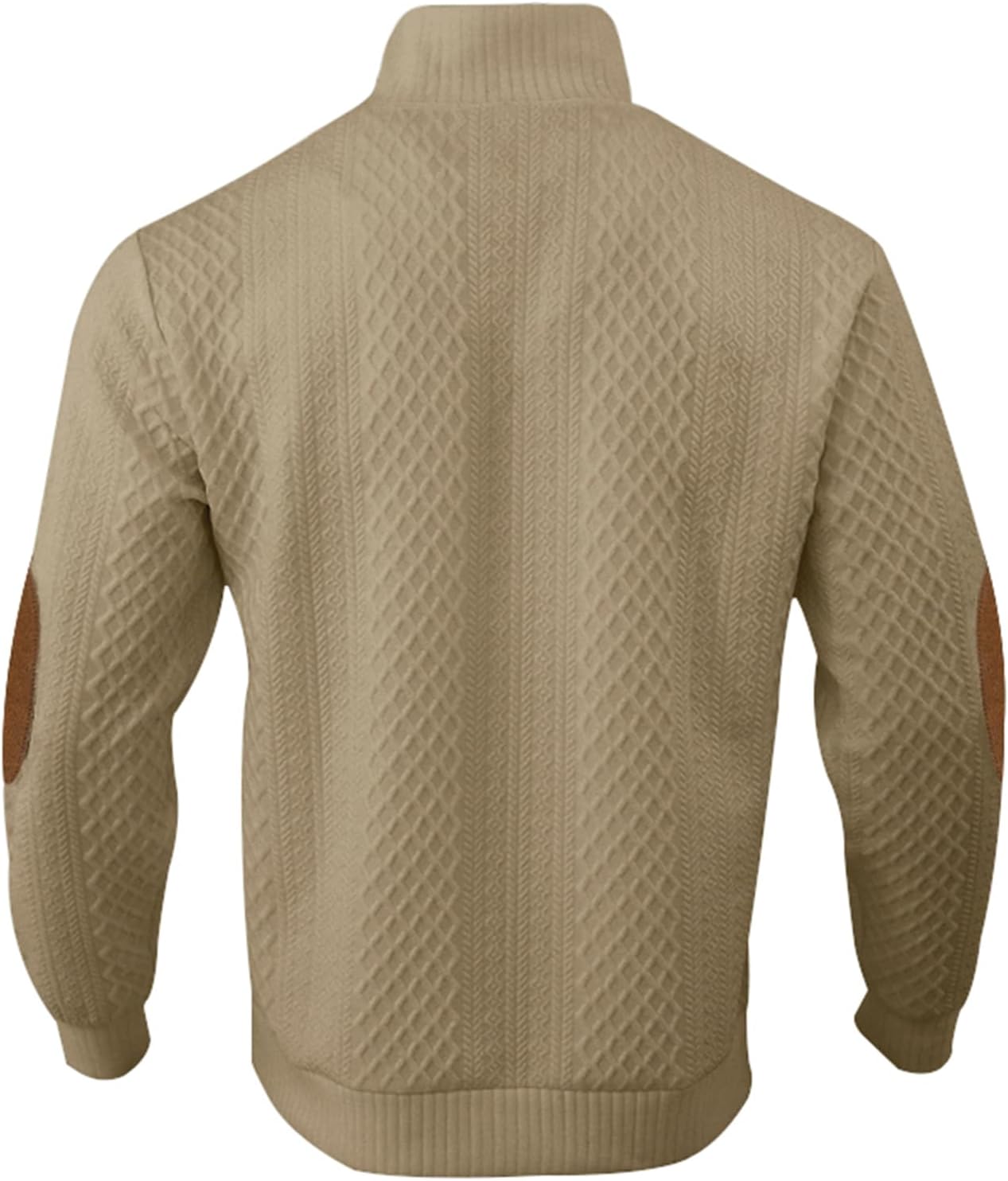 Men's Sweatshirt Casual Knit Jacquard Pullover Long Sleeve Quarter Button Mock Neck Sweatshirt - Image 2