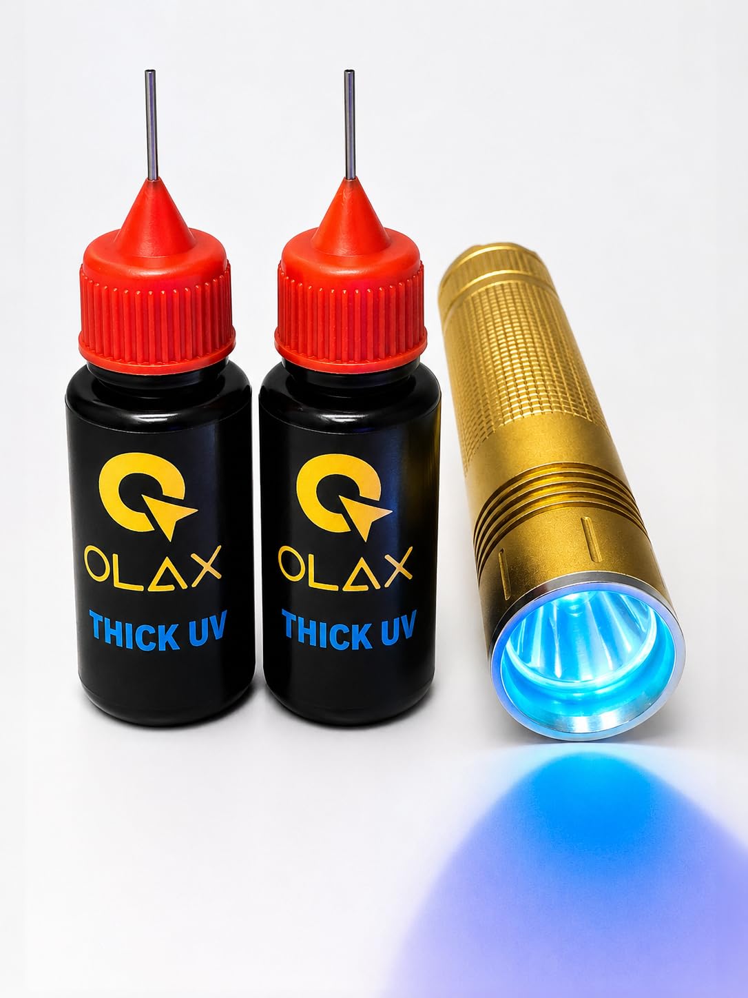 OLAX Thick UV Resin Kit 2 x 12ml with 365nm UV Torch – High Viscosity Fast Cure UV Glue for Fly Tying, Lure Making, Craft & Hobby Use
