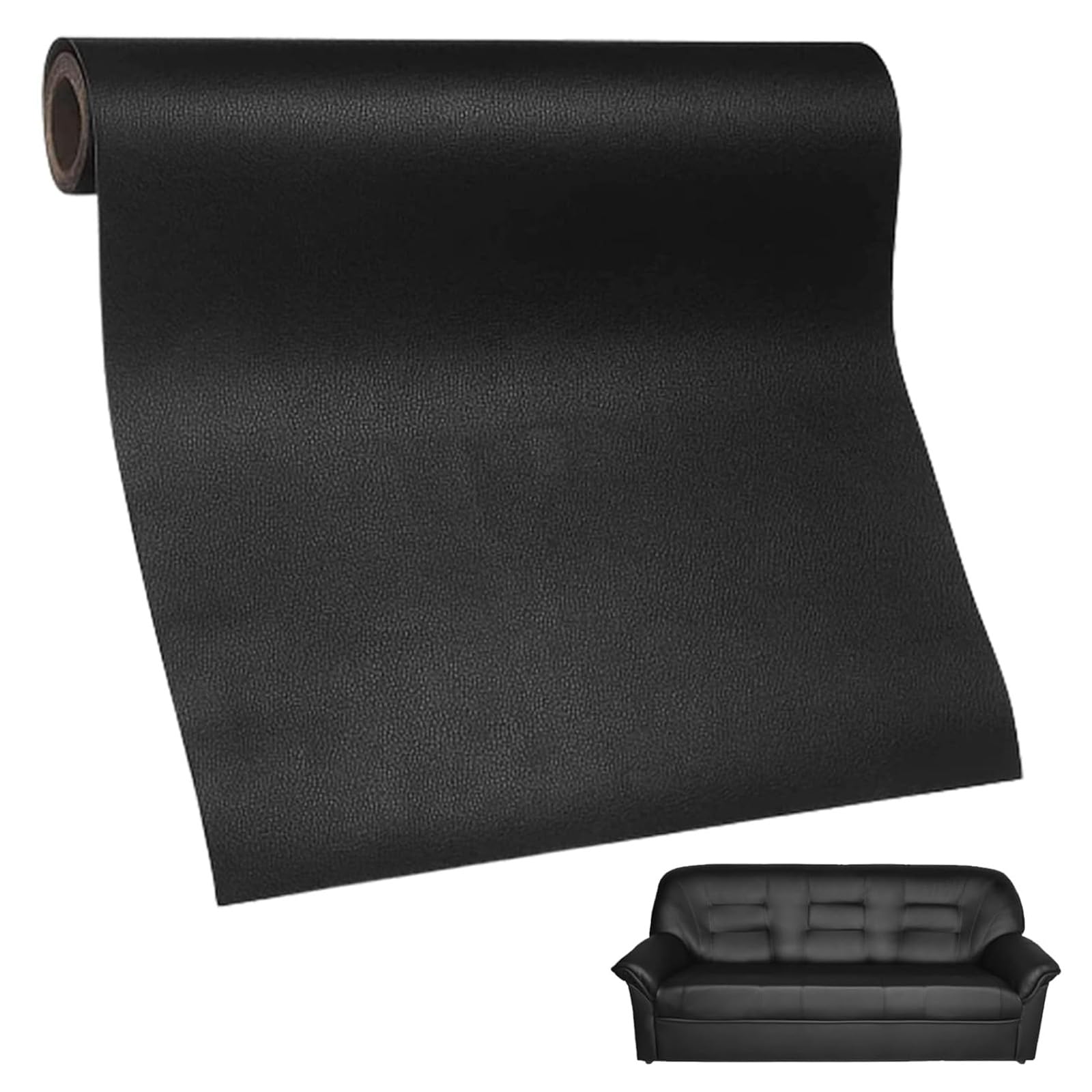 Patch Pelle Adesiva 60x137cm per Riparazioni, Patch PU in Ecopelle per Divani, Tappezzeria, Seggiolino Auto (Nero)