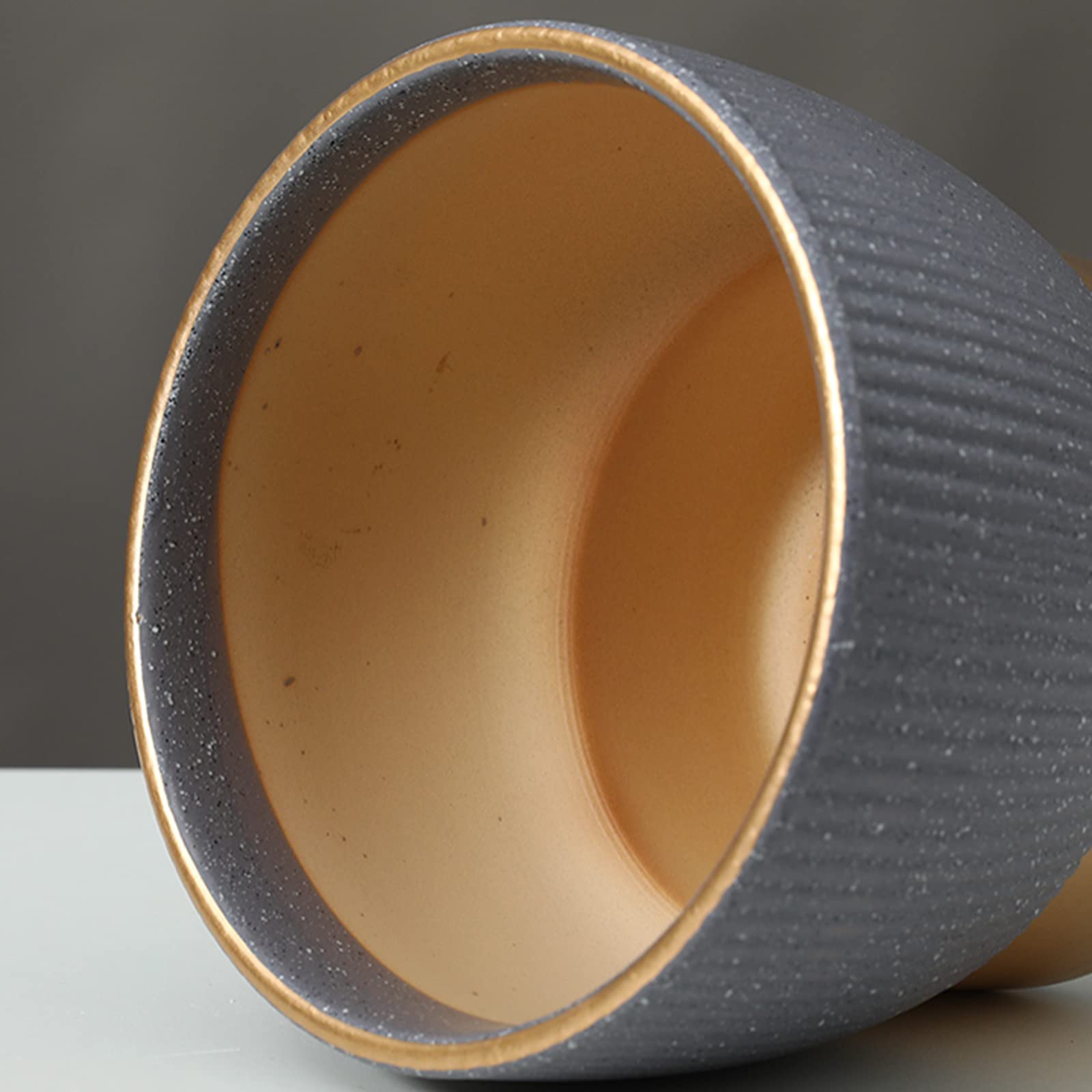 Vasi da Giardino Vaso per Piante a Strisce Verticali, Moderno Vaso da Fiori in Ceramica, fioriera Rotonda con Foro di drenaggio per l'home Office all'aperto/Interno