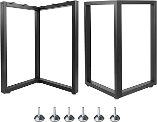 Lendpea Metal Table Legs Square Tube Table Legs,Heavy Duty Desk Legs Dining Table Legs Industrial Furniture Legs Table lega , Coffee Table Legs,Set of 2 28” Height 18" Wide (Matte Black-L)