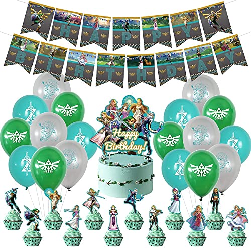 Suministros para La Fiesta, Hilloly 32 Pcs Zelda Decoración de Cumpleaños, The Legend of Zelda...