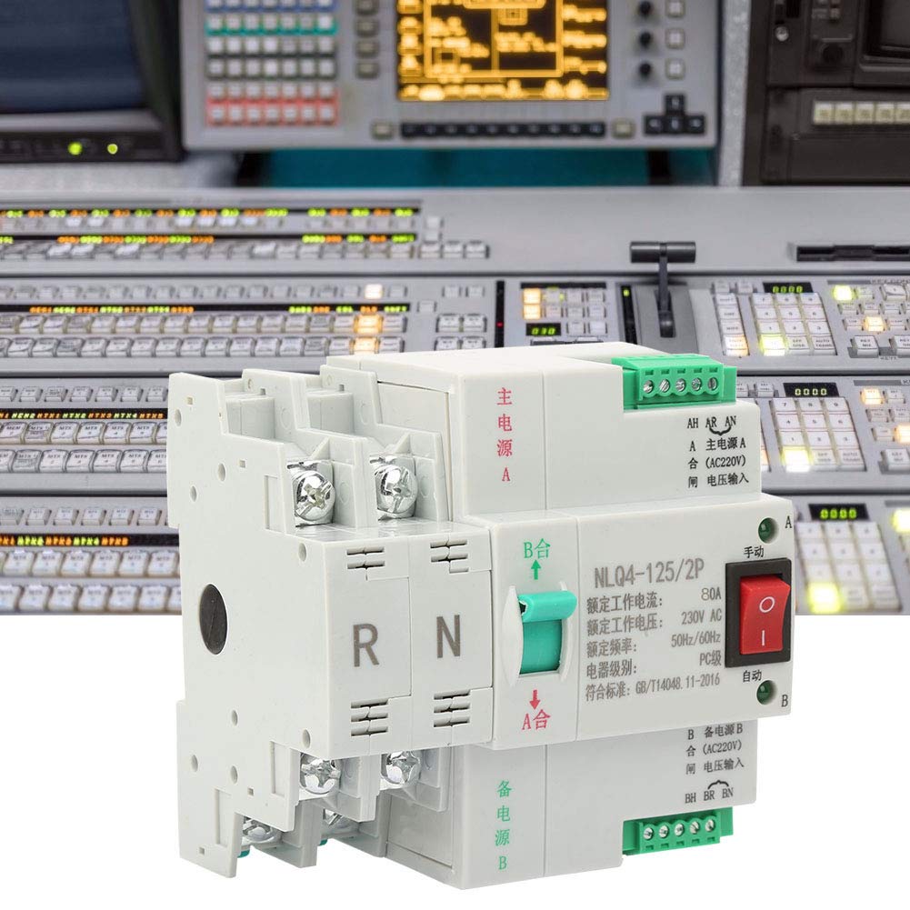 aqxreight Commutatore di Trasferimento Automatico di Potenza CA 230 V 2P 63/80/100 A Ad Alta Non è MadreInterruttore di TrasferimentoInterruttore di Trasferimento DoppioInterruttore di (80A)