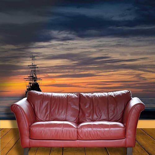 Miniatura 3 de Papel tapiz para muebles de madera, barco pirata, papel de contacto, decoración de pared, fondo de televisión, versátil para varios espacios (Ancho)