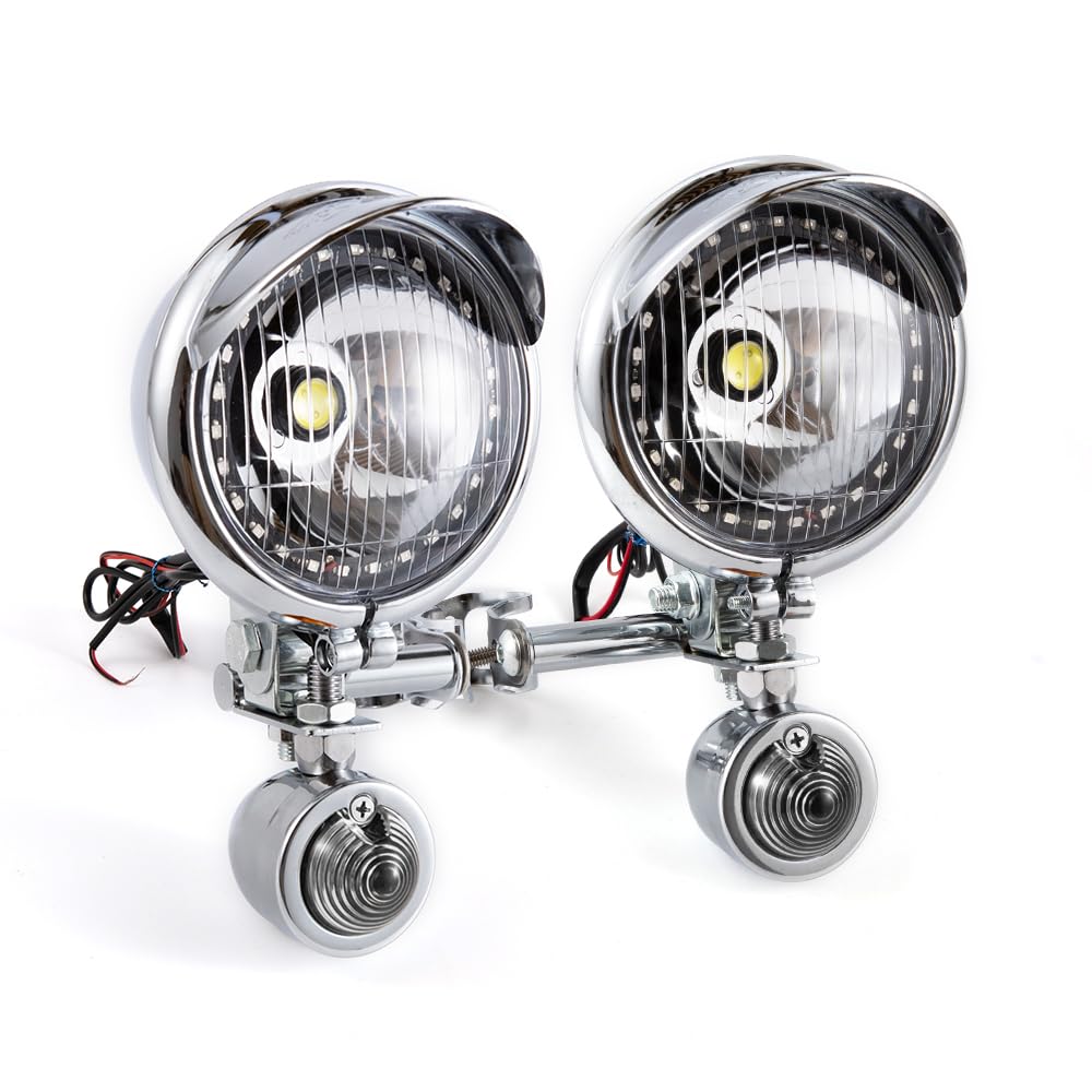 Faretti Moto Supplementari Chrome 1 Set Fendinebbia Moto Cromati Fari Supplementari LED Compatibili Con Shadow VT 750 1100