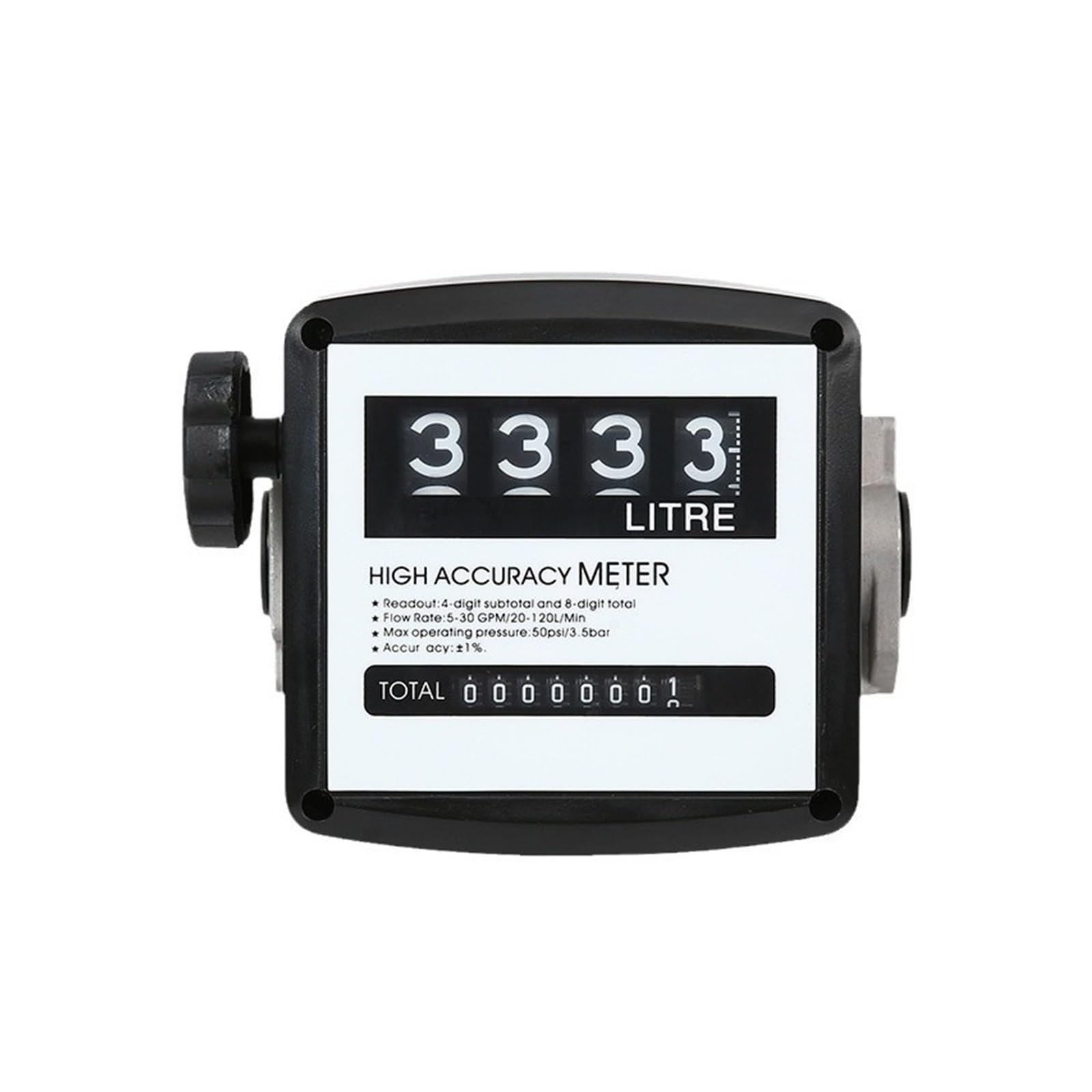 Przepływomierz Galonowy, 4-cyfrowy Mechaniczny Miernik Paliwa. Precyzyjny Miernik Przepływu Paliwa Do Pomiaru Oleju(Fuel gauge)