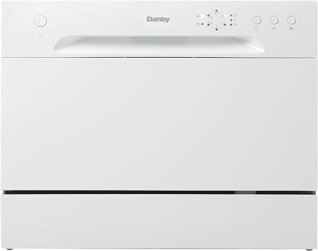 Danby DDW621WDB Lave-vaisselle avec comptoir 6 Placer les paramètres, 6 Laver les cycles et panier d'argenterie, Energy Star-Rated avec une faible consommation d'eau et un fonctionnement silencieux, blanc